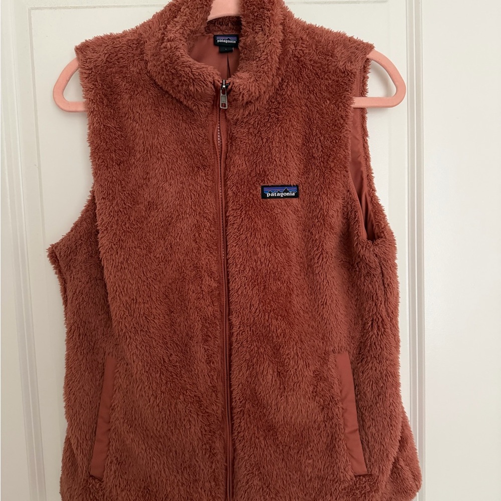 Patagonia Fuzzy Fleece Vest in Rust Brown